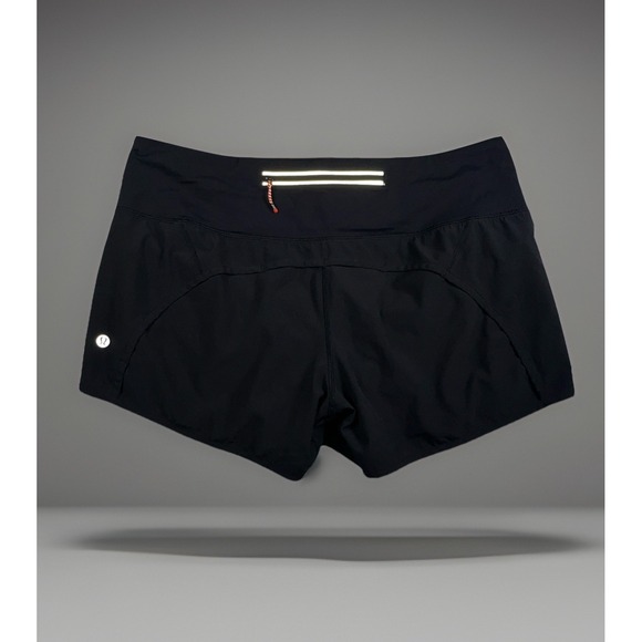 Lululemon Turbo Run Short Women's 10 Black 4.5" Reflective Lined Wicking EUC - Picture 1 of 9